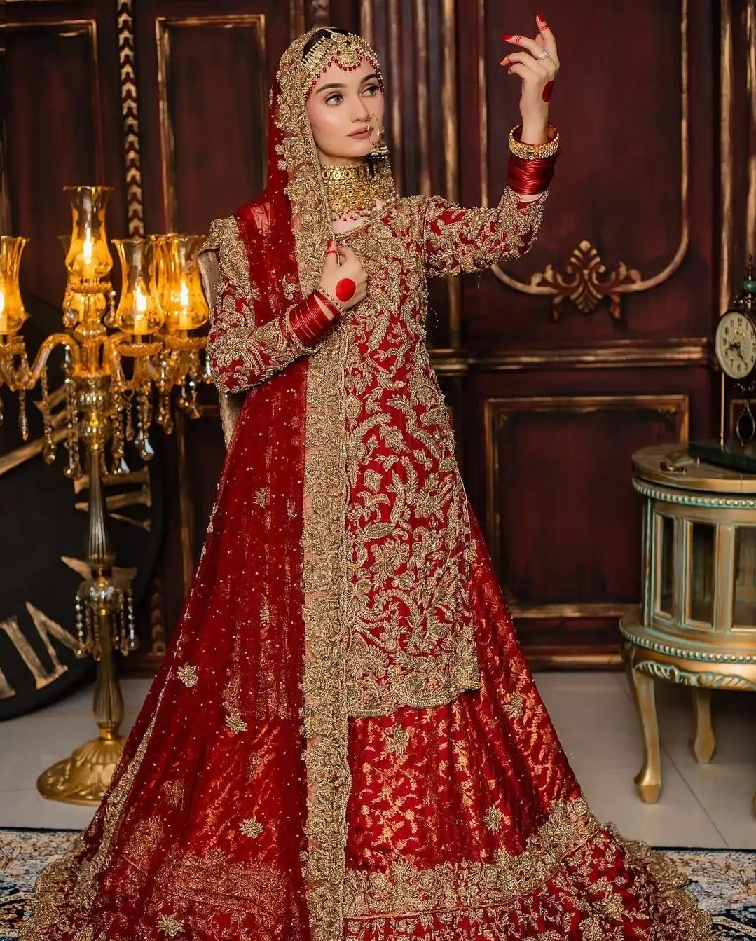 Redish Mehroon Bridal Farshi Lehnga