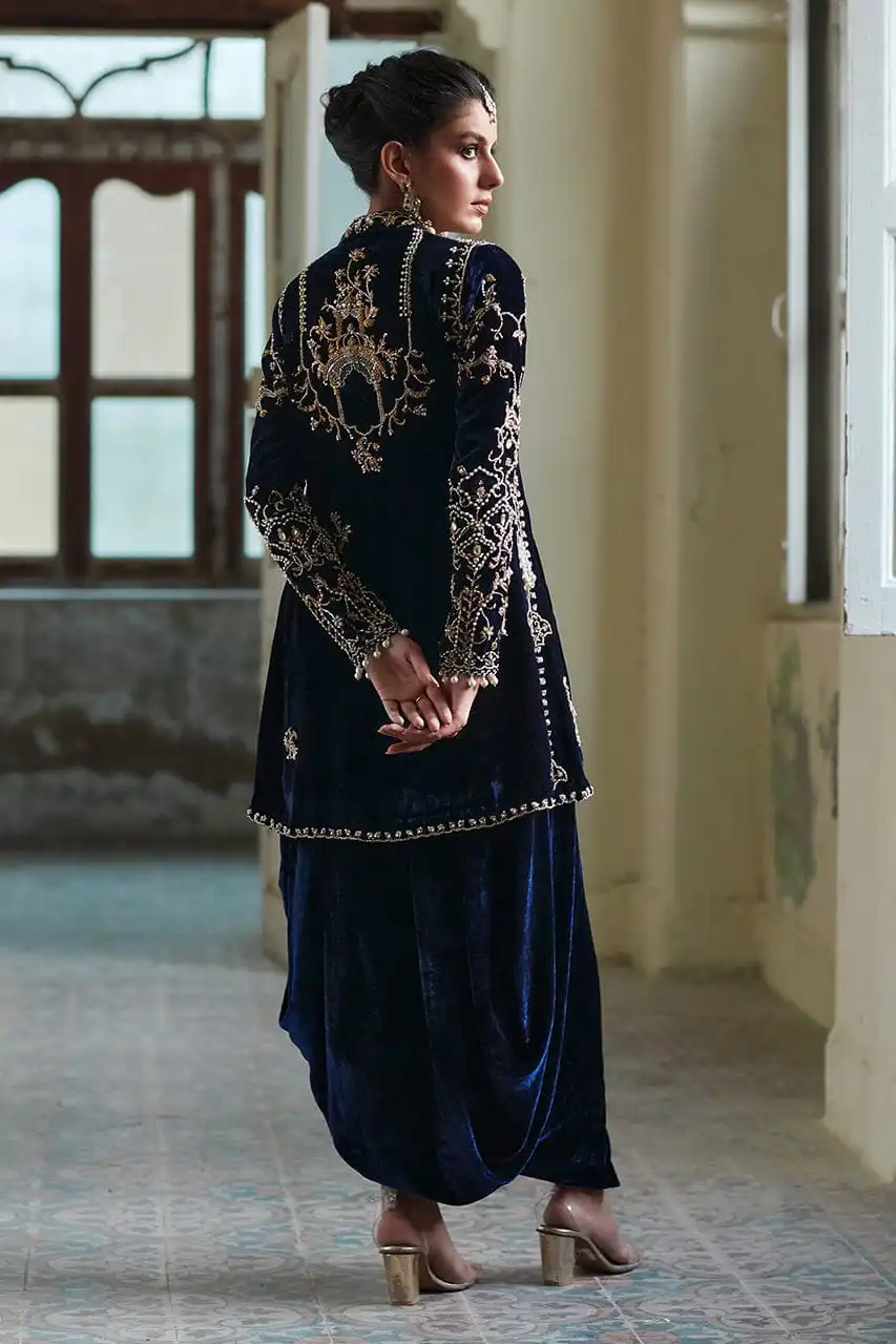 Royal Blue Pure Velvet Dress