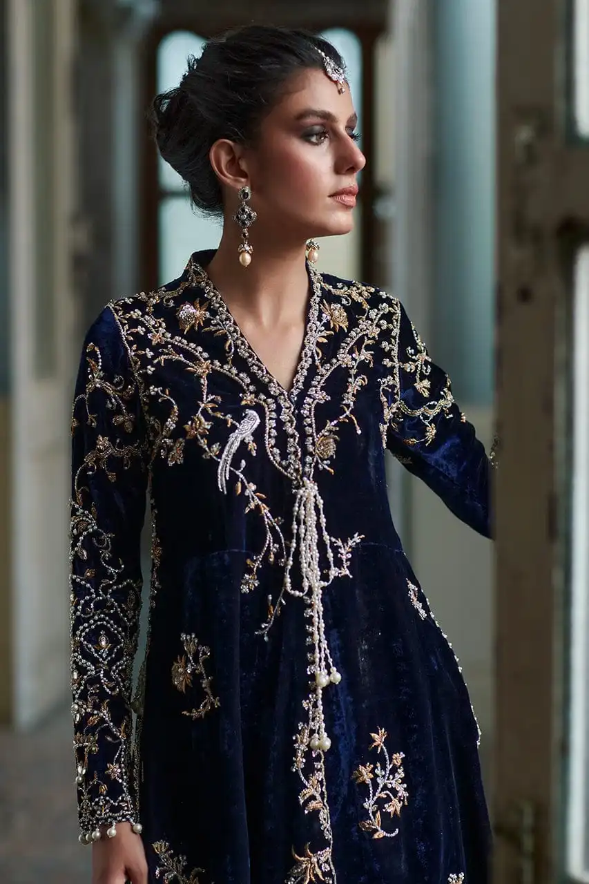 Royal Blue Pure Velvet Dress