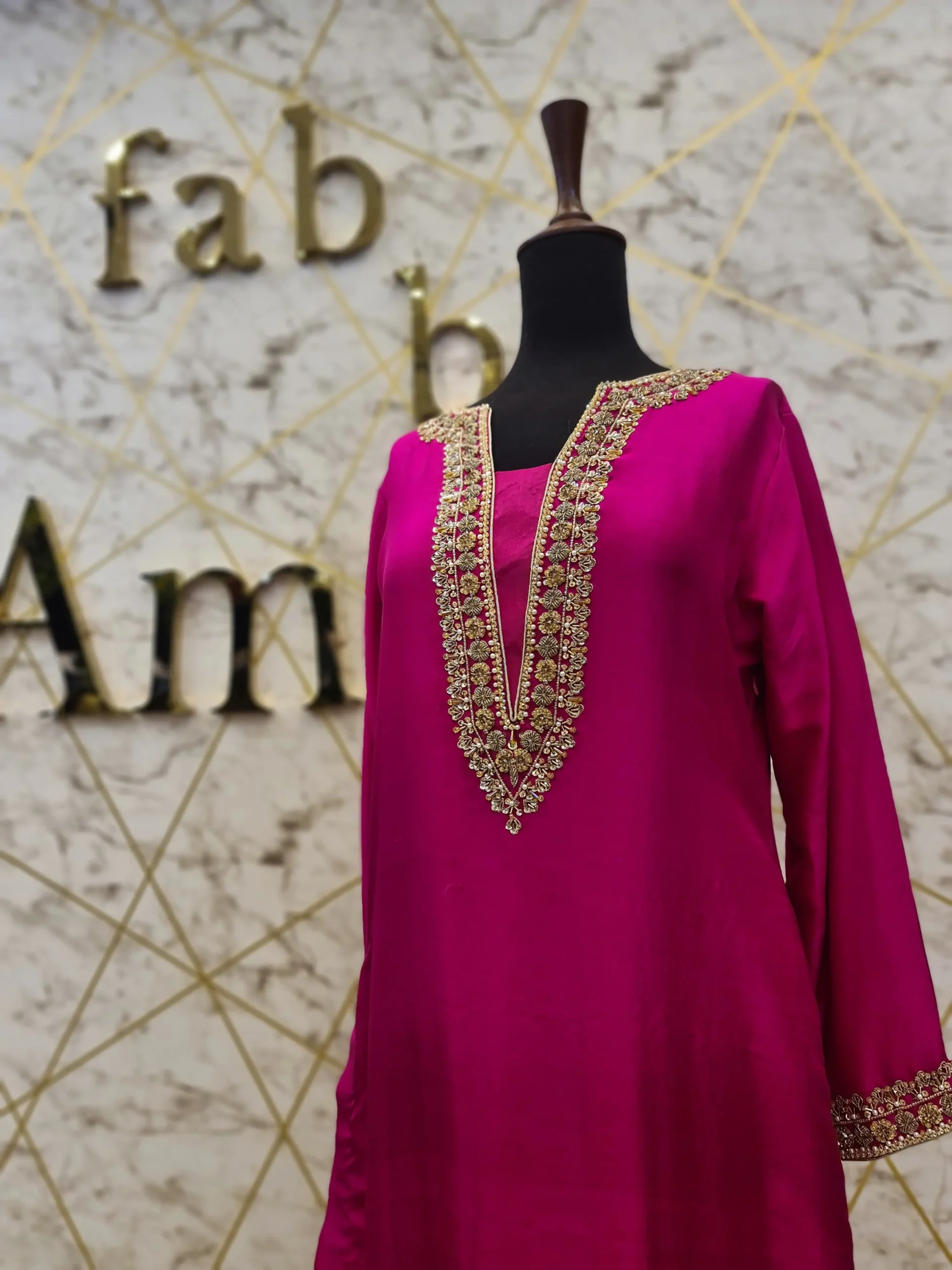 Pink Hand Embroidered Party Dress