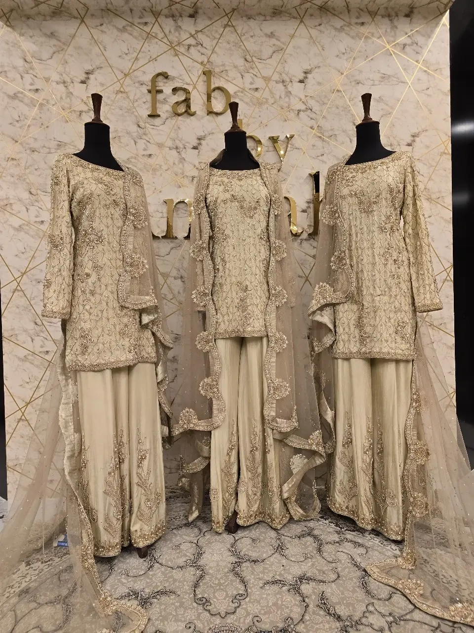 Elegant Beige Pakistani Party Wear Dress