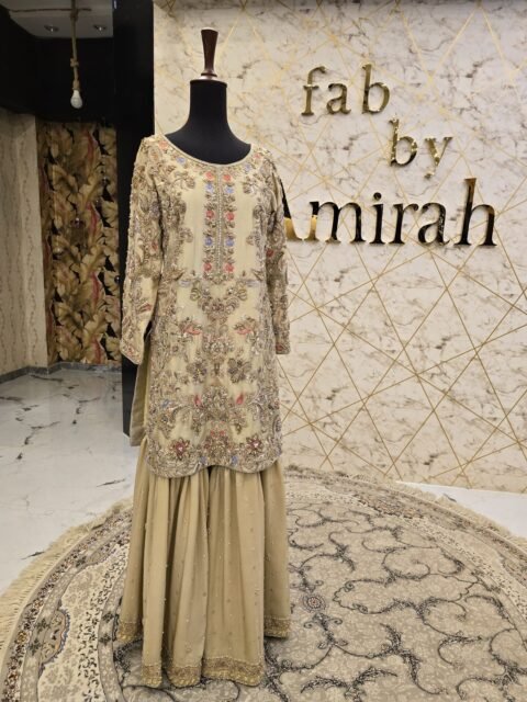 Beige Pure Raw Silk Party Wear Dress