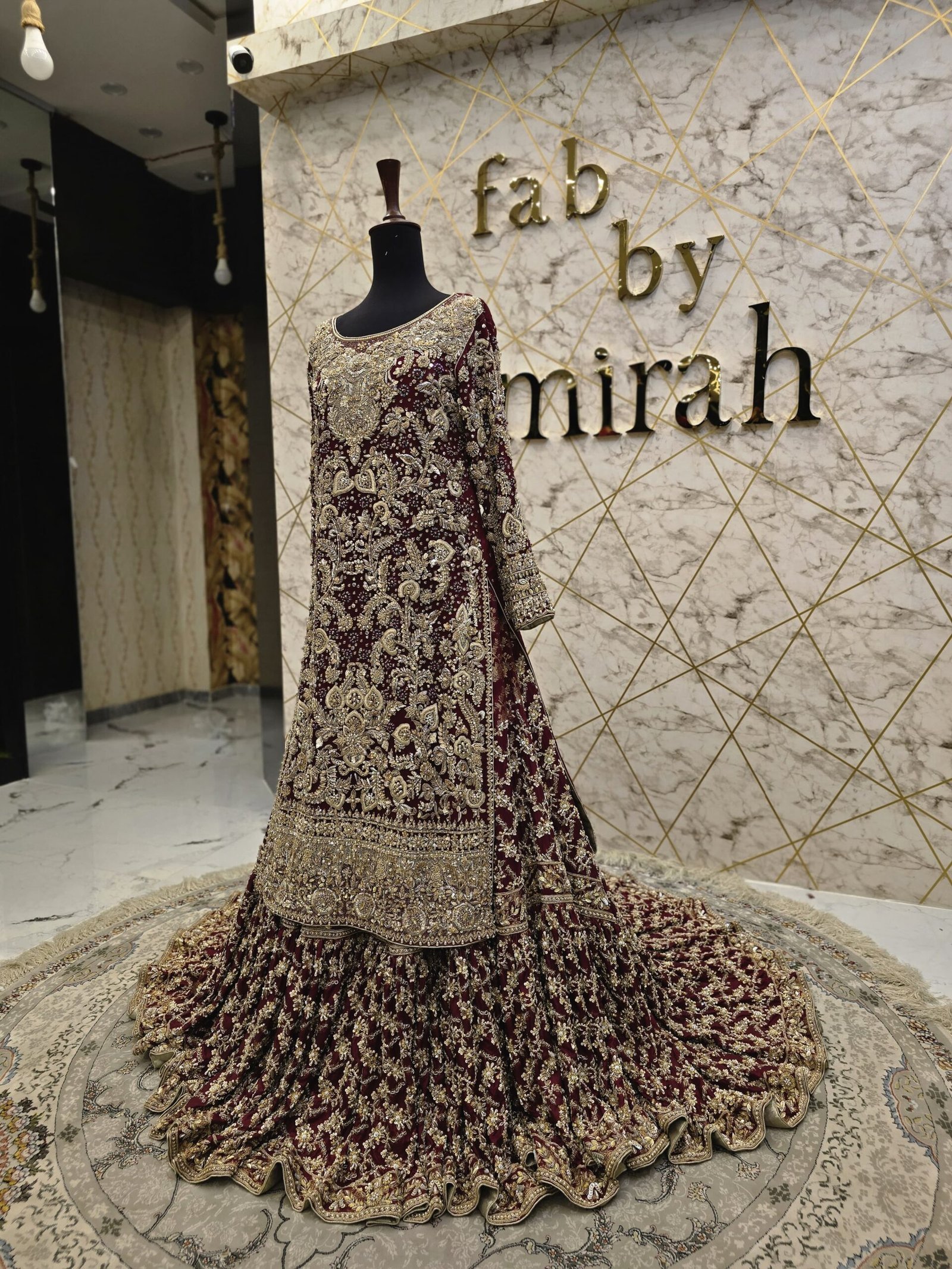 Reddish Maroon Pakistani Bridal Lehnga