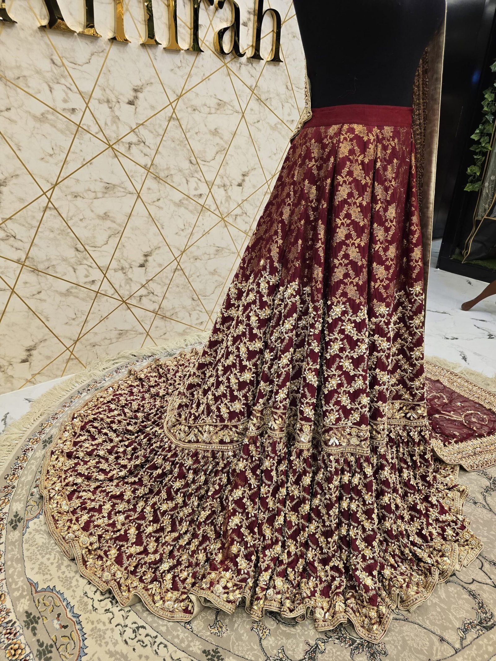 Reddish Maroon Pakistani Bridal Lehnga