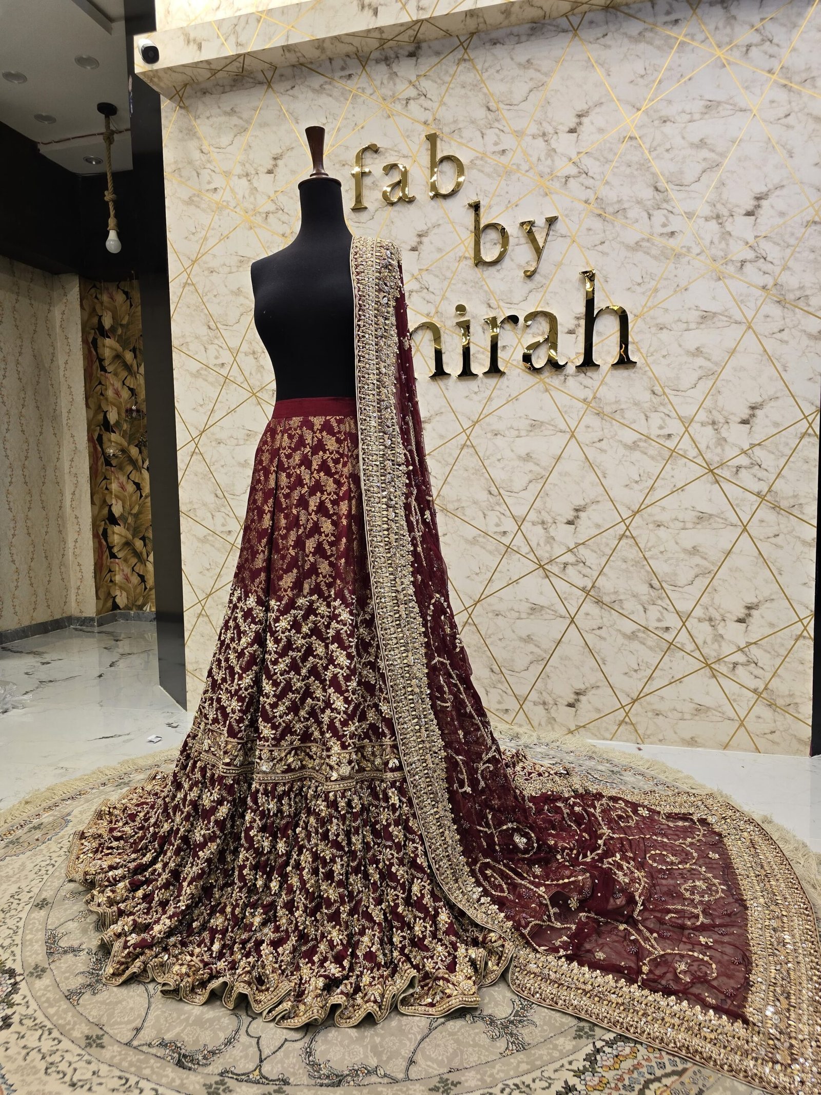 Reddish Maroon Pakistani Bridal Lehnga