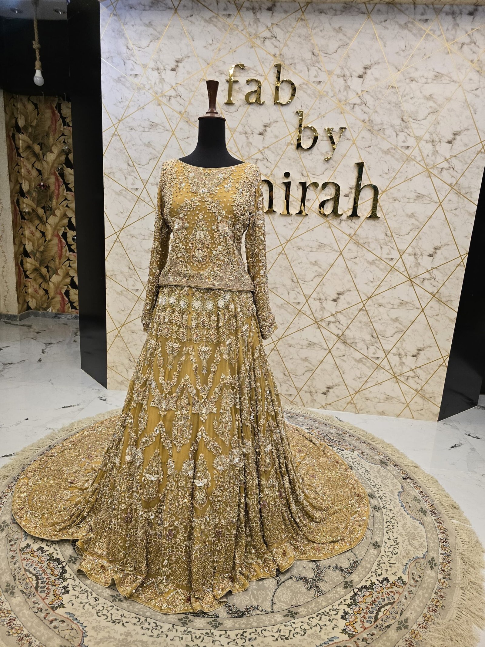 Yellow Bridal Lehnga Set with Back Trail