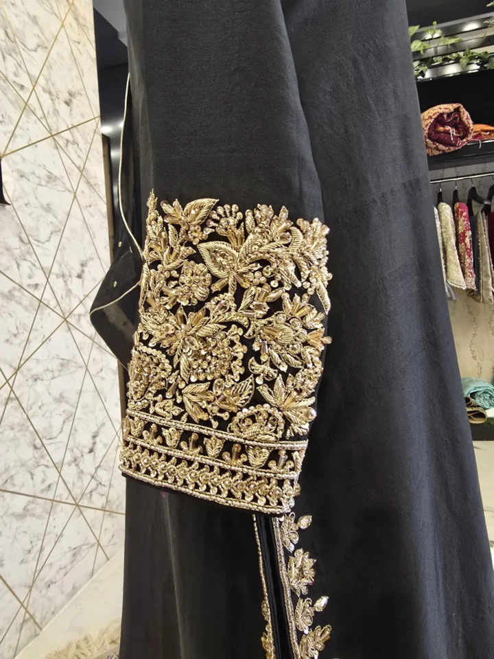 Black Pure Raw Silk Party Wear Dress