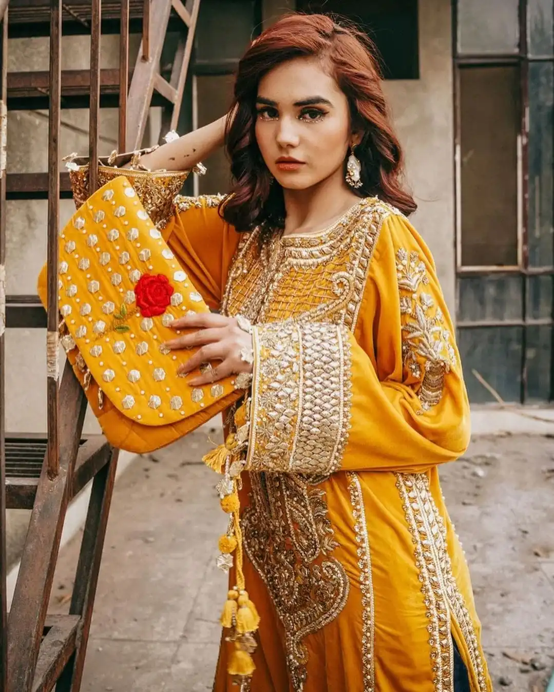 Yellow Pakistani Party Wear Dress