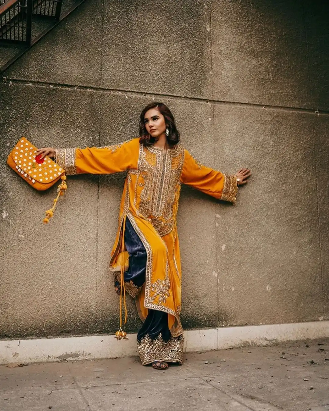 Yellow Pakistani Party Wear Dress