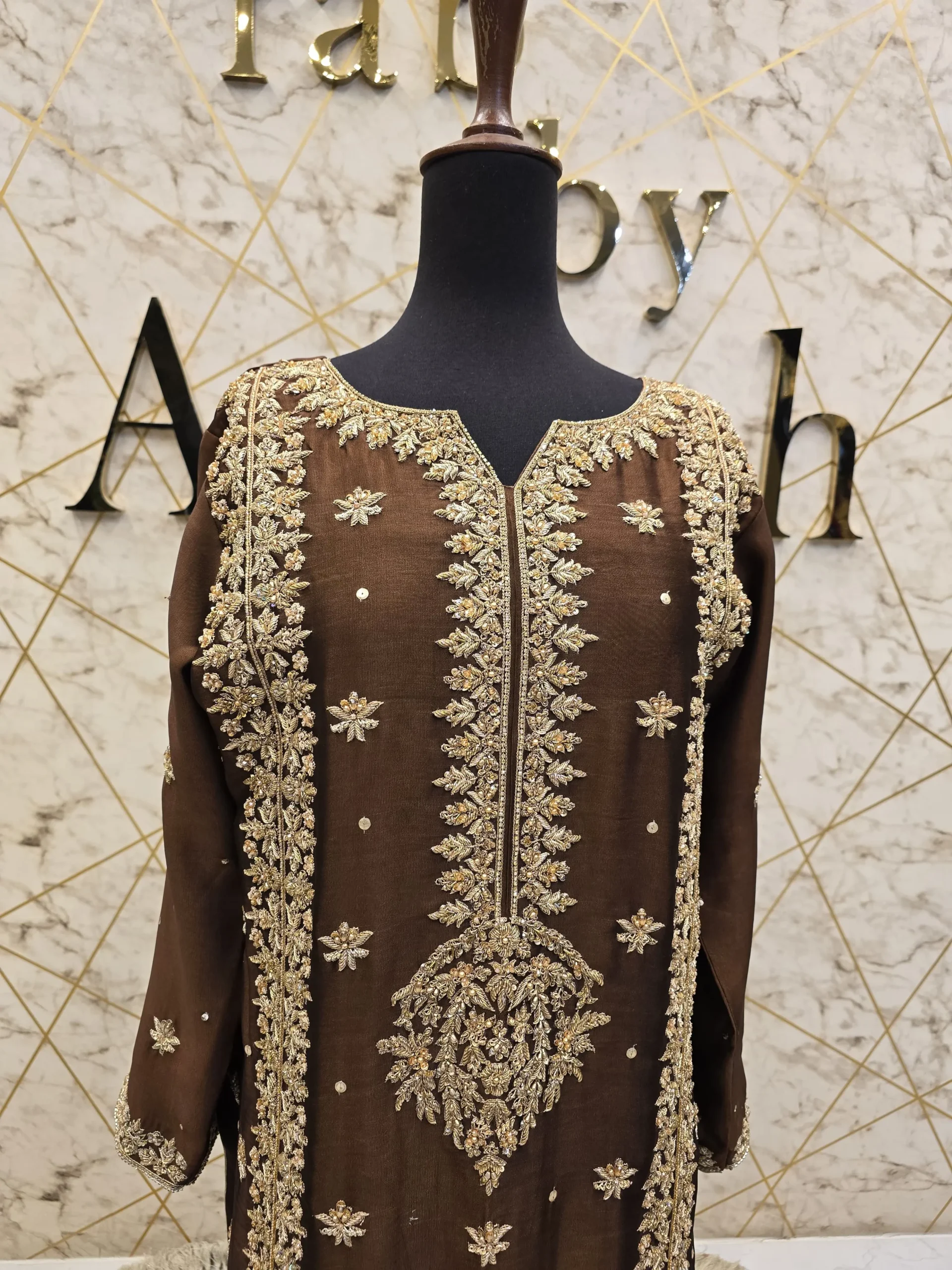 Exquisite Brown Tissue Silk Shirt