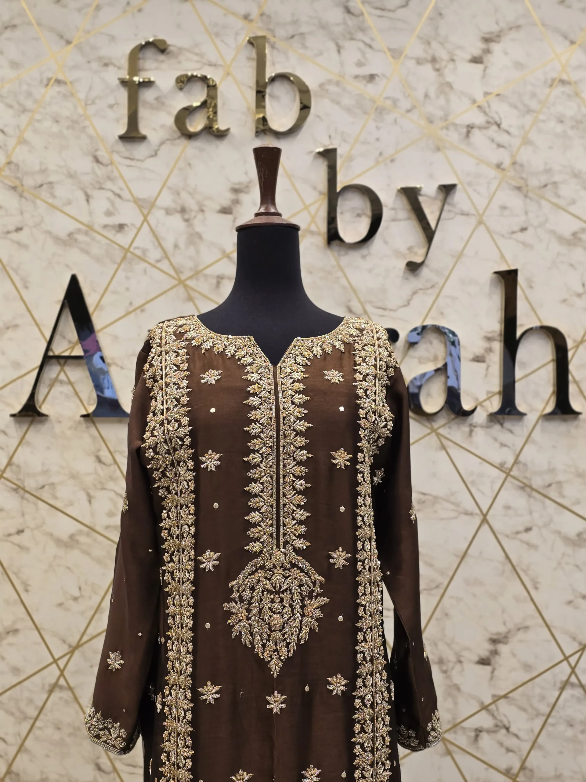 Exquisite Brown Tissue Silk Shirt