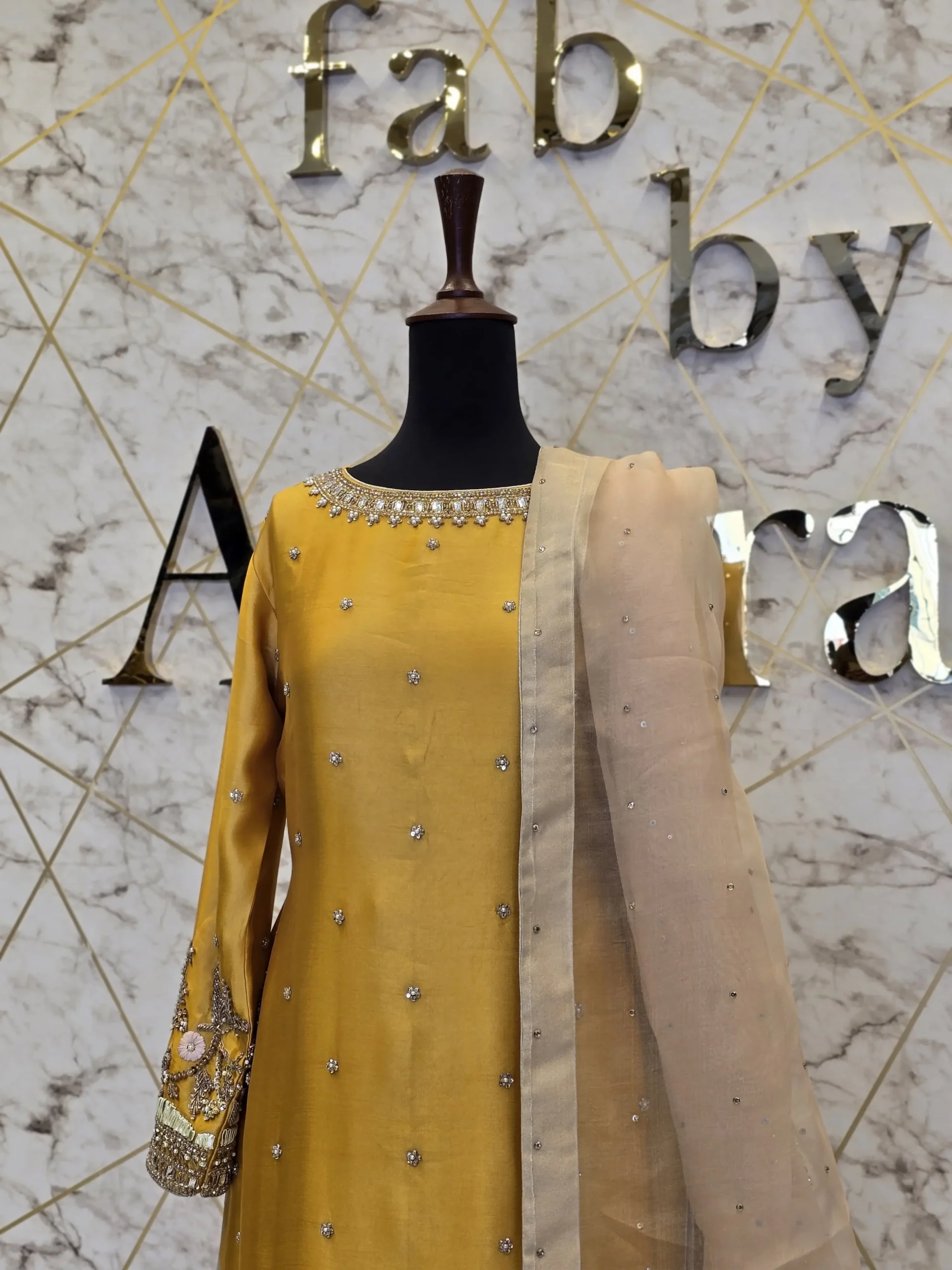 Radiant Mustard Party Wear Dress
