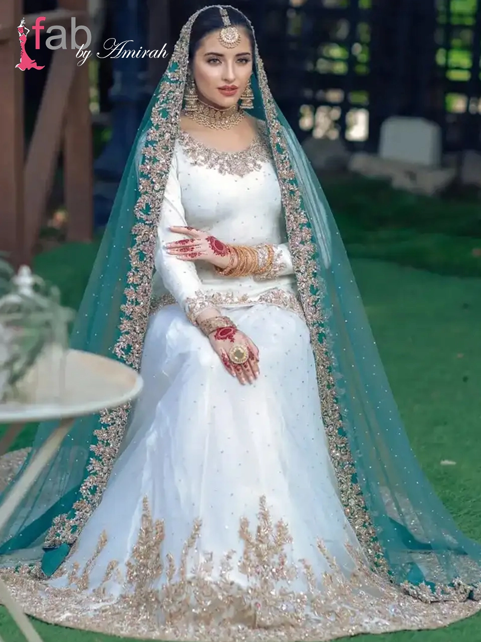 Elegant White Dress for Nikaah, Lehenga with Long Shirt