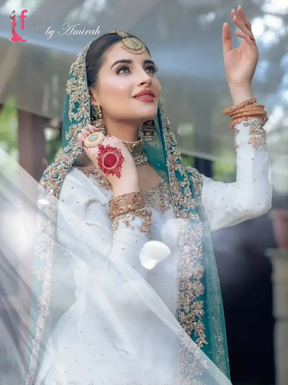 Elegant White Dress for Nikaah, Lehenga with Long Shirt