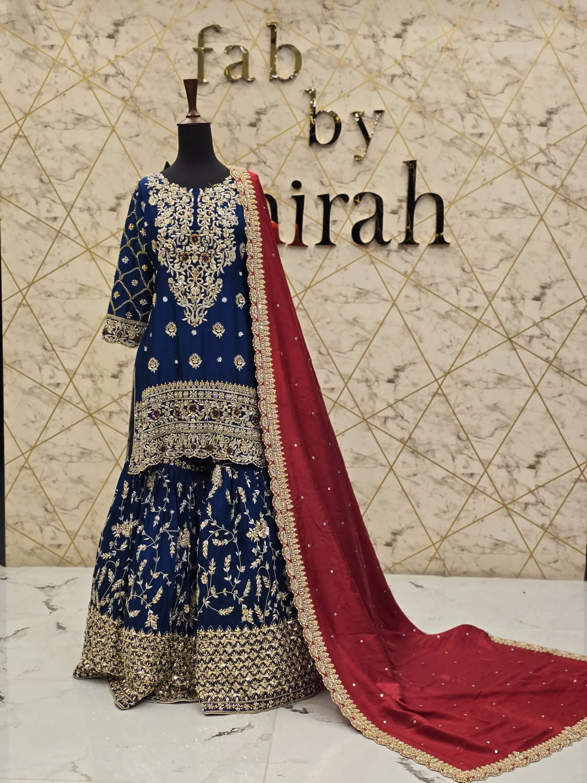 Embroidered Party Wear Shirt with Sharara