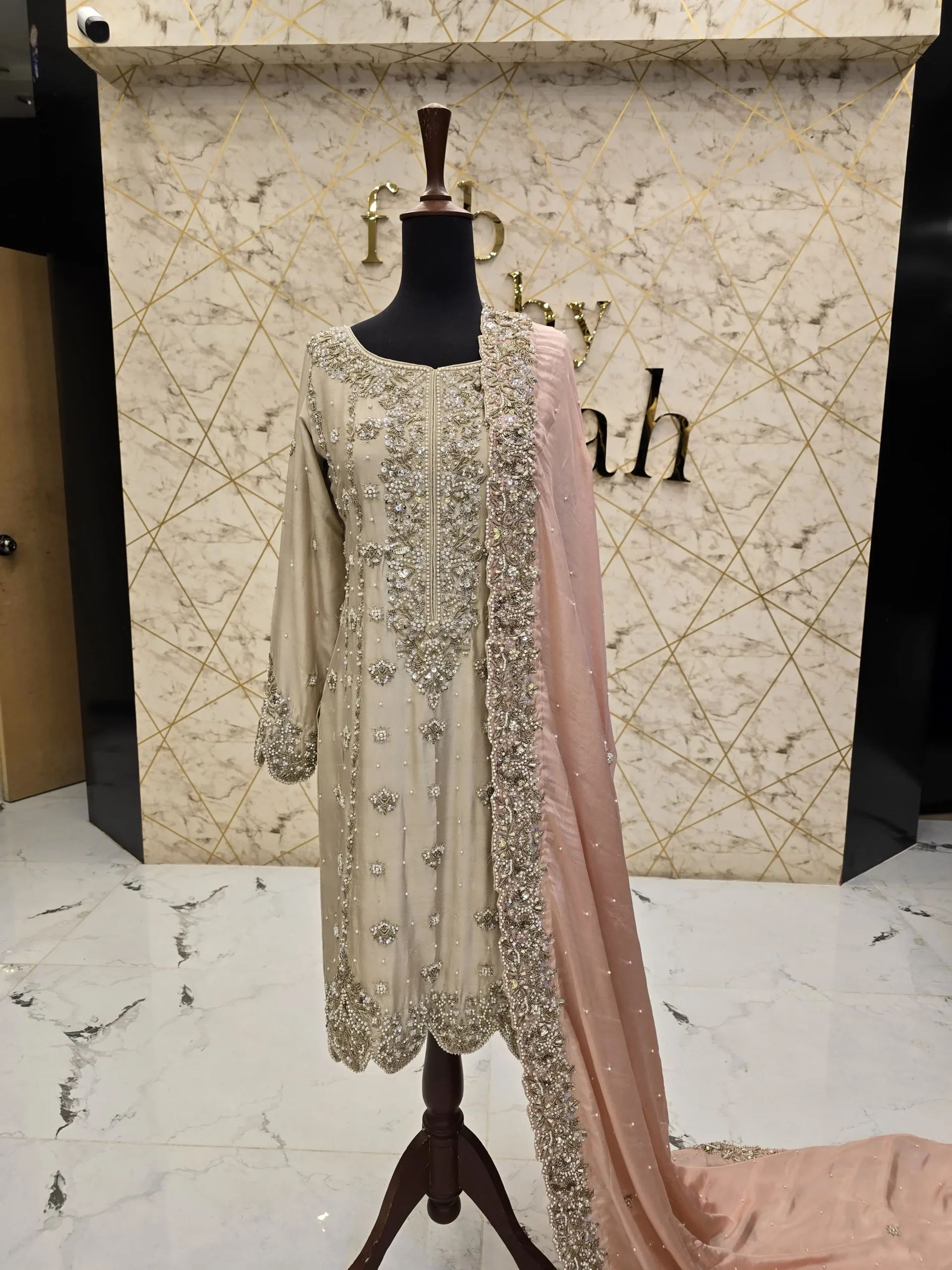 Hand-Embroidered Raw Silk Party Wear Shirt