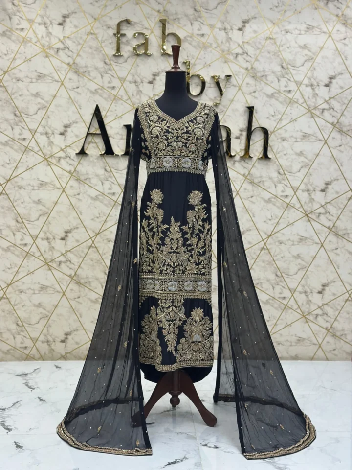 Black Formal Maxi with Flowing Sleeves