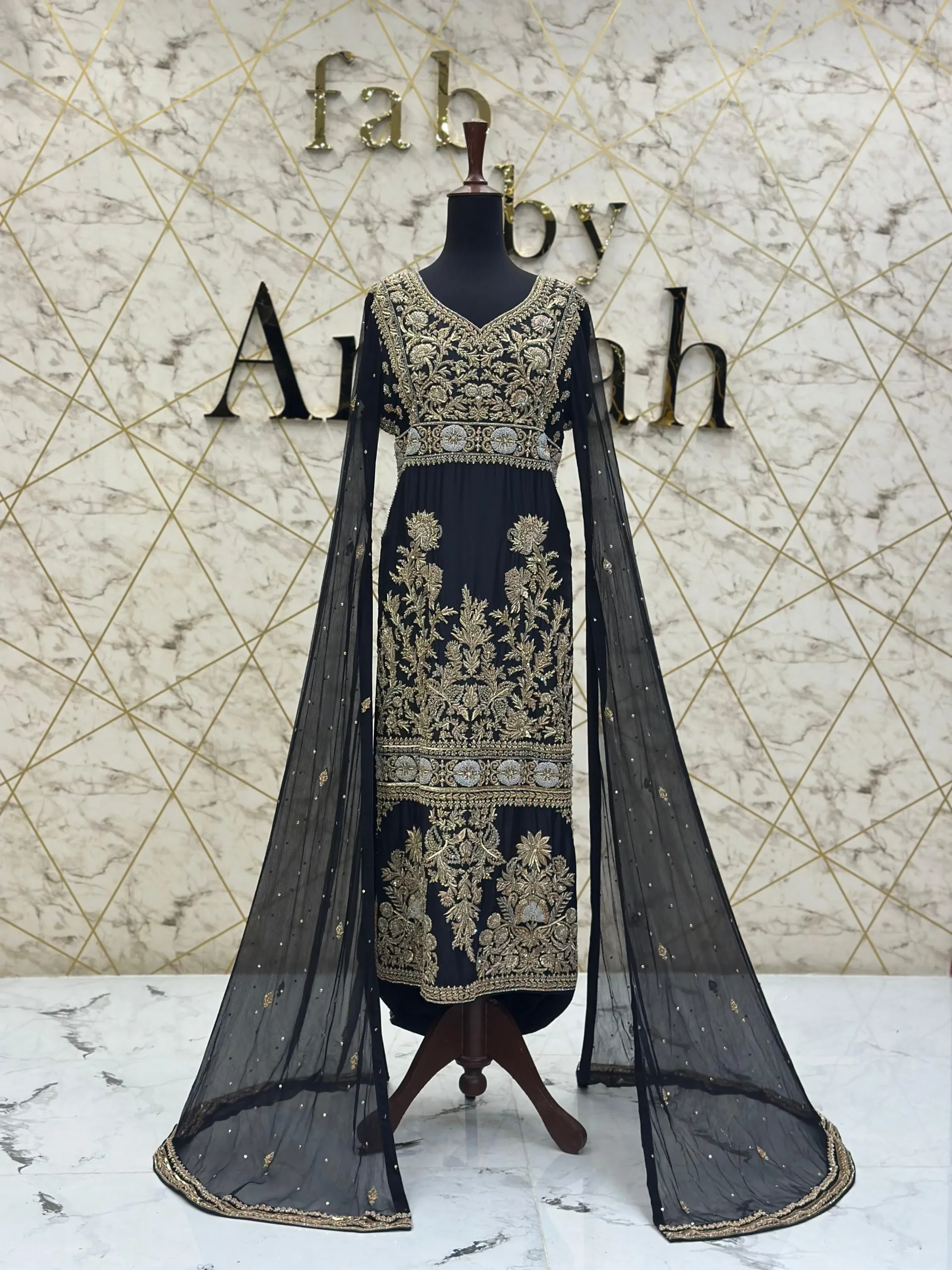 Black Formal Maxi with Flowing Sleeves