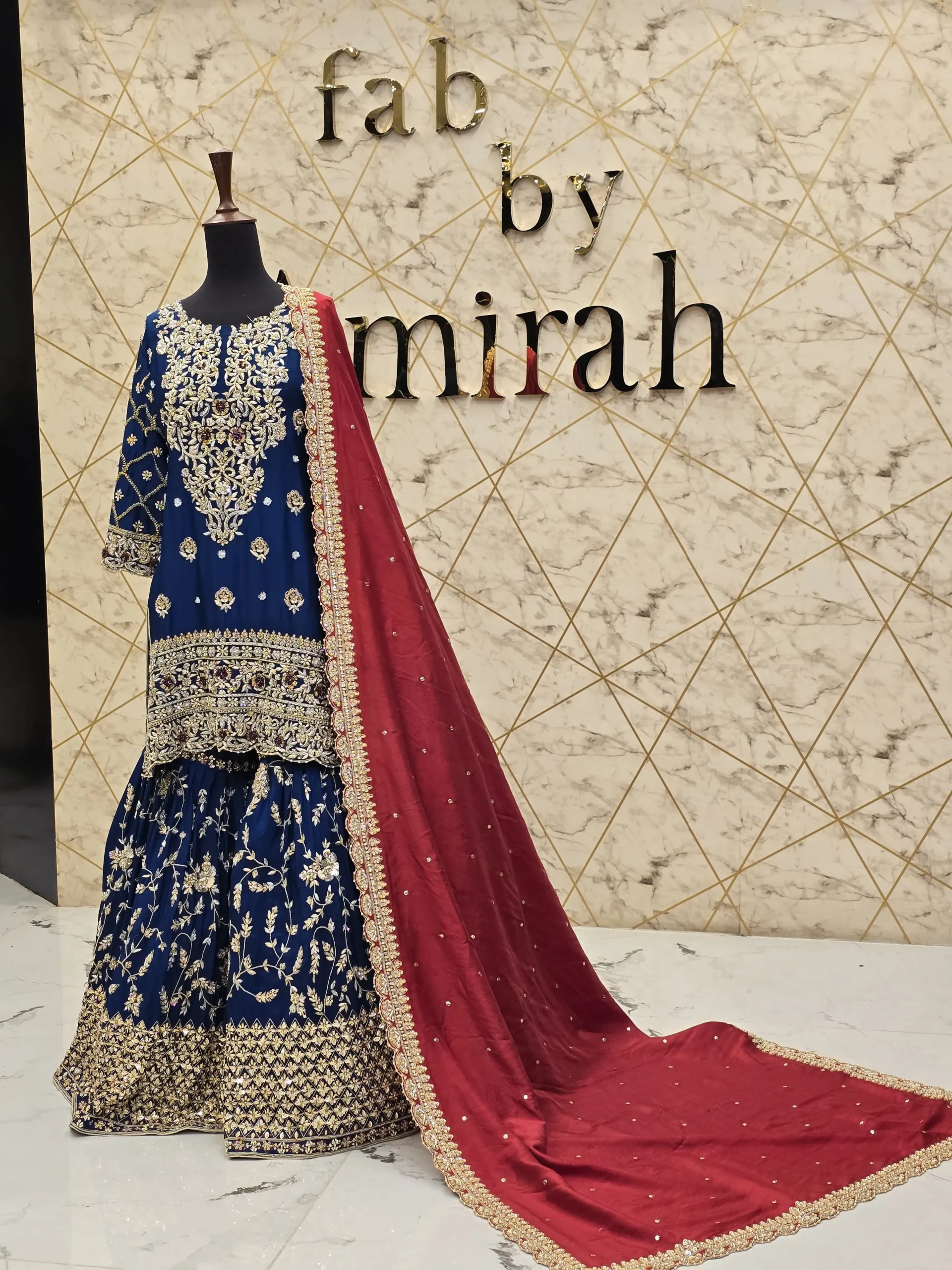 Embroidered Party Wear Shirt with Sharara