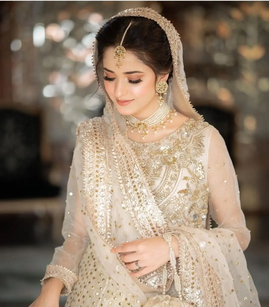 Off-White Pure Organza Bridal Lehenga