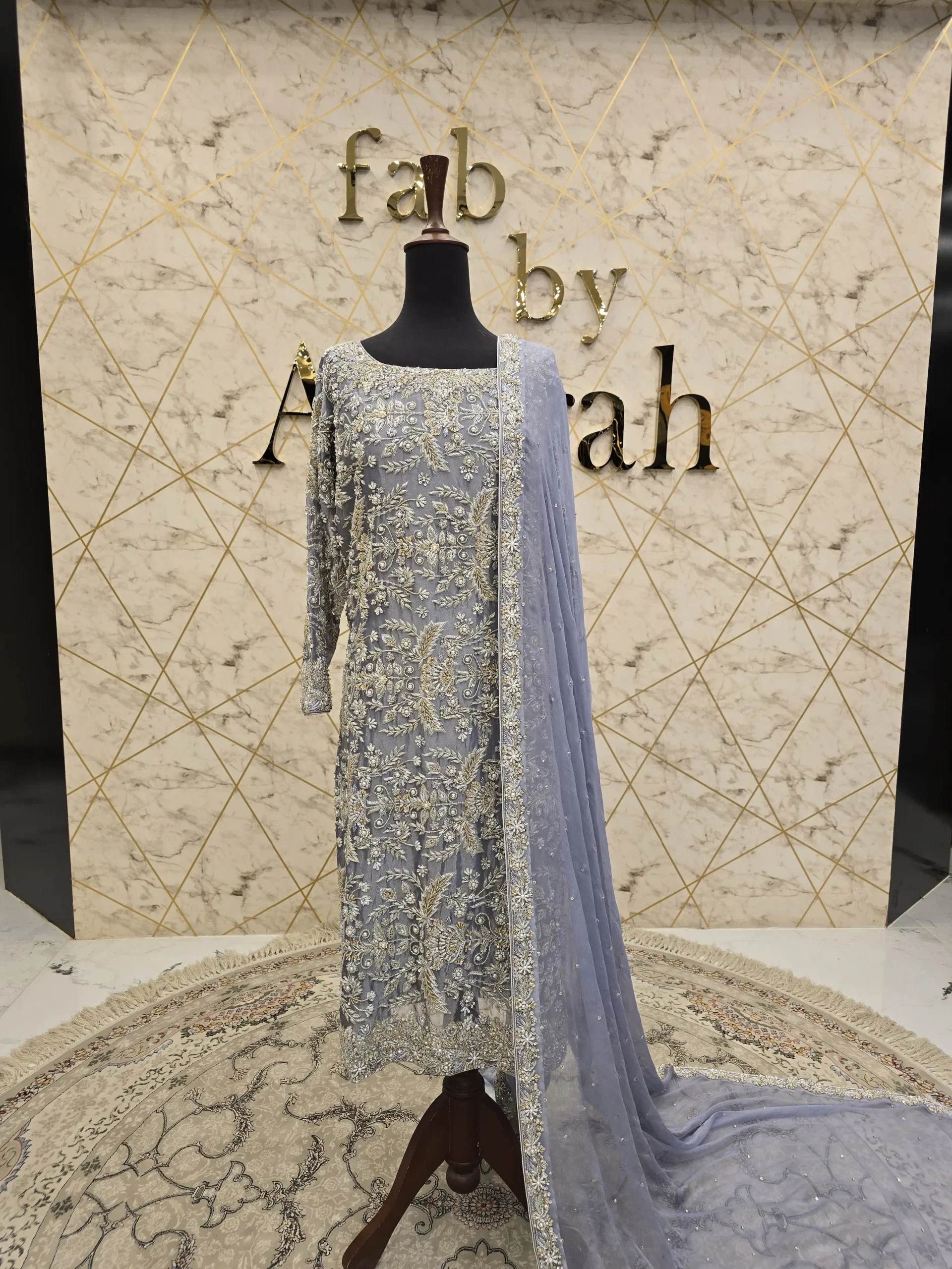 Hand-Embroidered Chandi Tissue Long Shirt