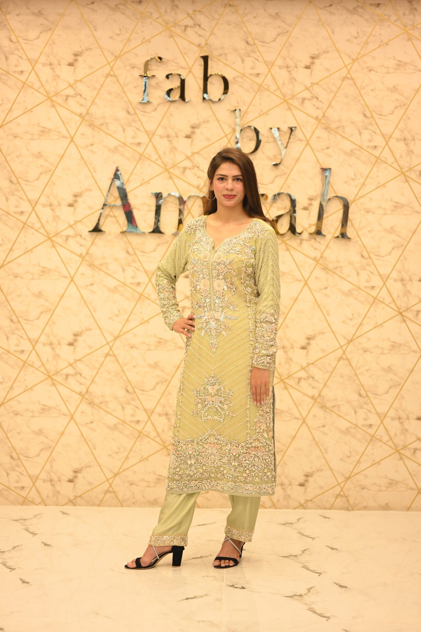 Light Green Khadi Net Long Shirt