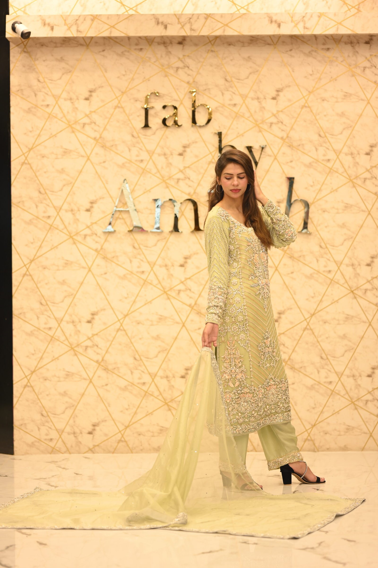 Light Green Khadi Net Long Shirt