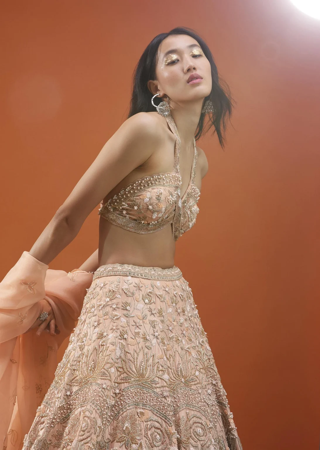 Exquisite Pink Hand-Embroidered Lehnga