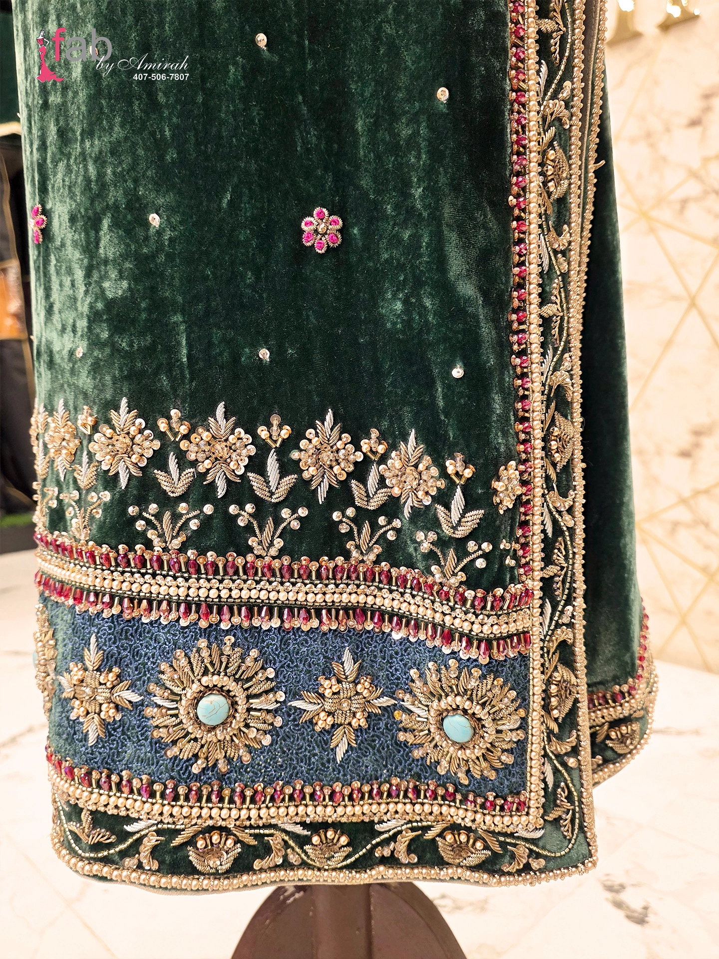 Emerald Green Velvet Kurta