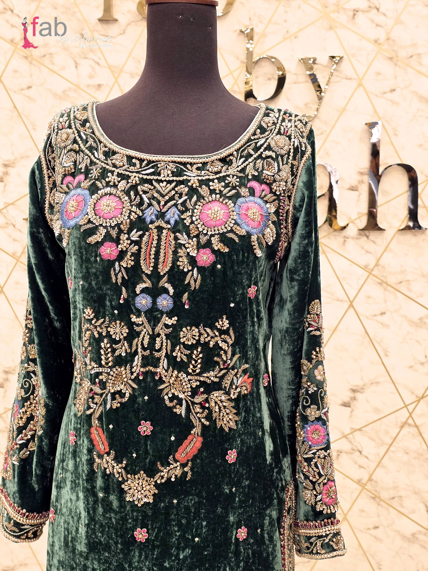 Emerald Green Velvet Kurta