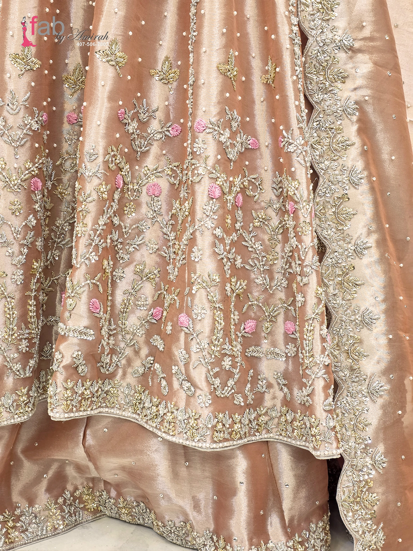 Rose Gold Heavy Embroidered Bridal Maxi for Walima