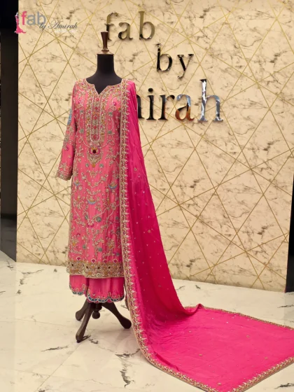 Vibrant Pink Formal Dress with Heavy Embroidery