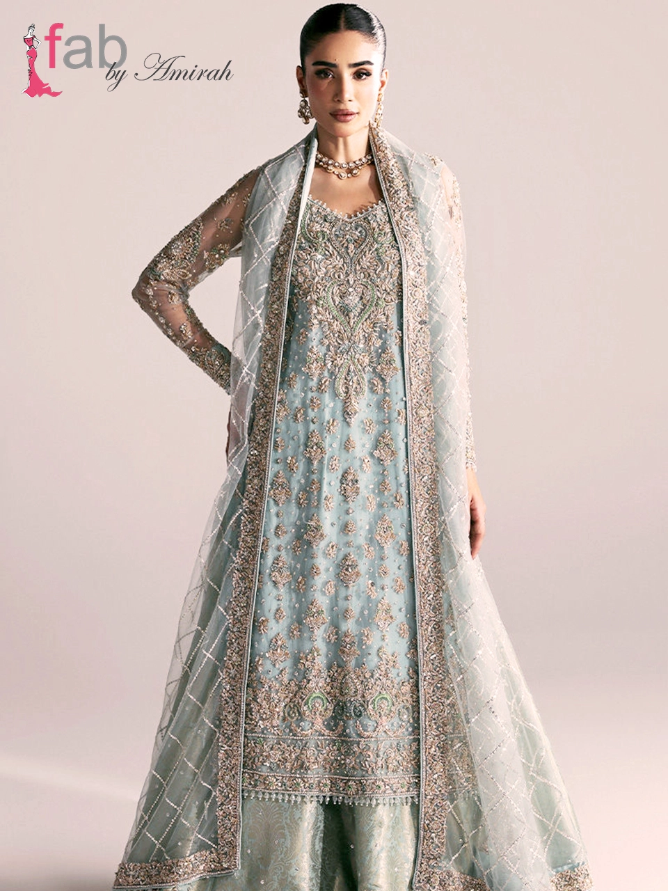 Luxury Zardozi Net Shirt & Regal Jamawar Sharara Suit