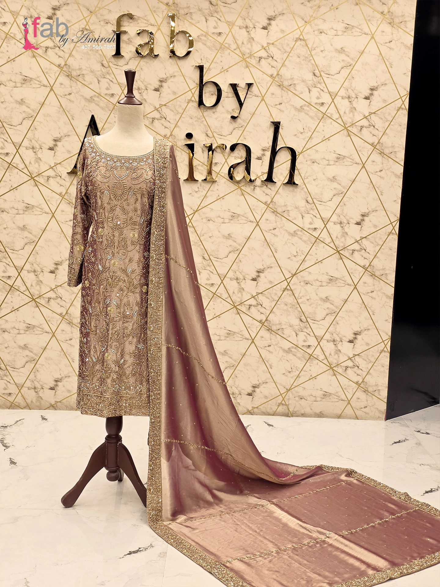 Shimmer Fawn Straight Kameez Suit