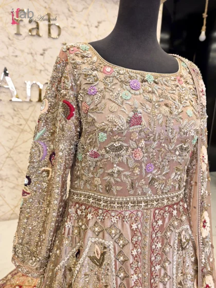 Rose Gold Maxi Lehenga Bridal Dress