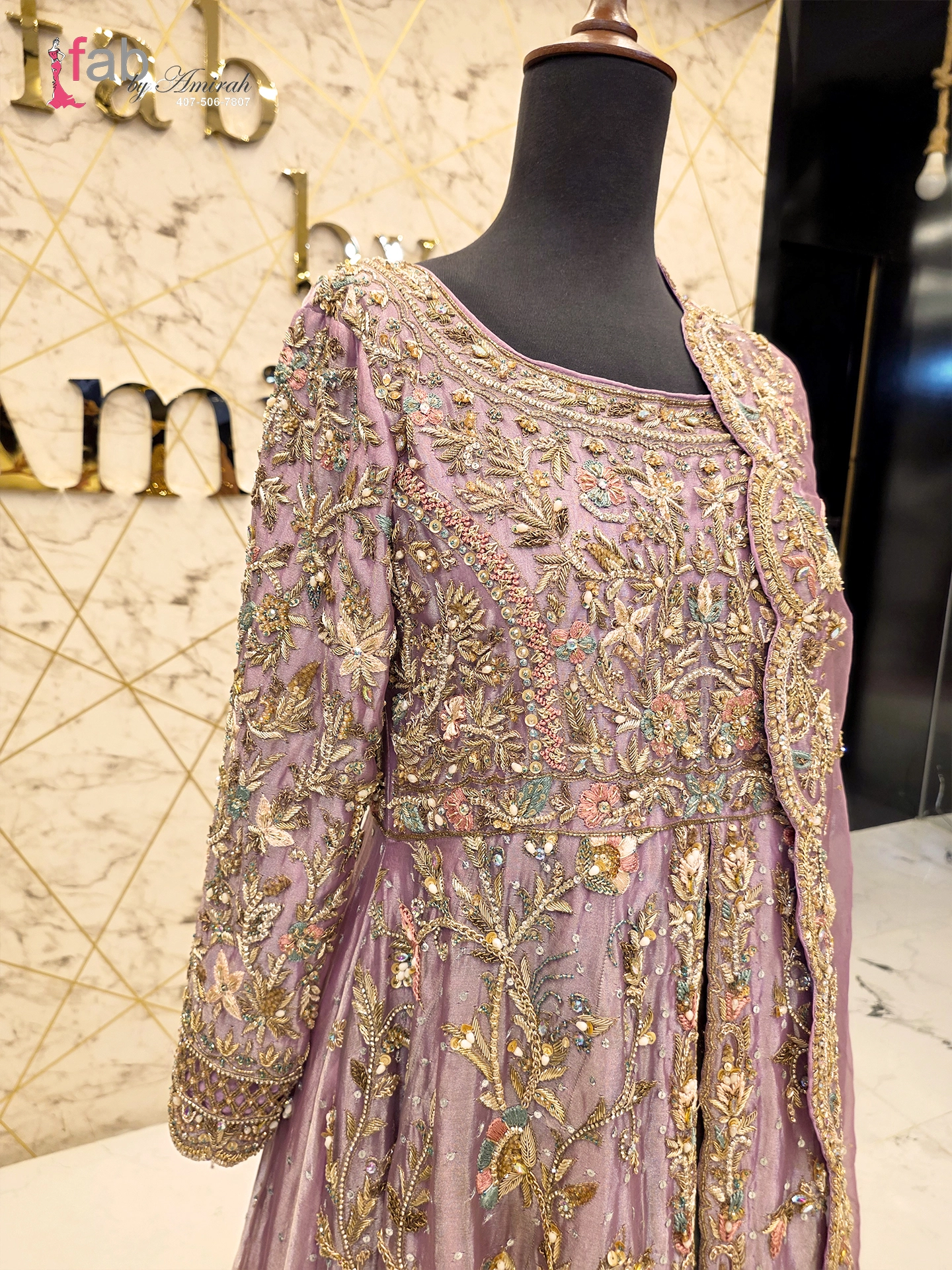 Lilac Bridal Frock and Olive Green Lehenga