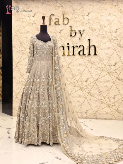 Heavy Bridal Maxi Silver Gold Zardozi