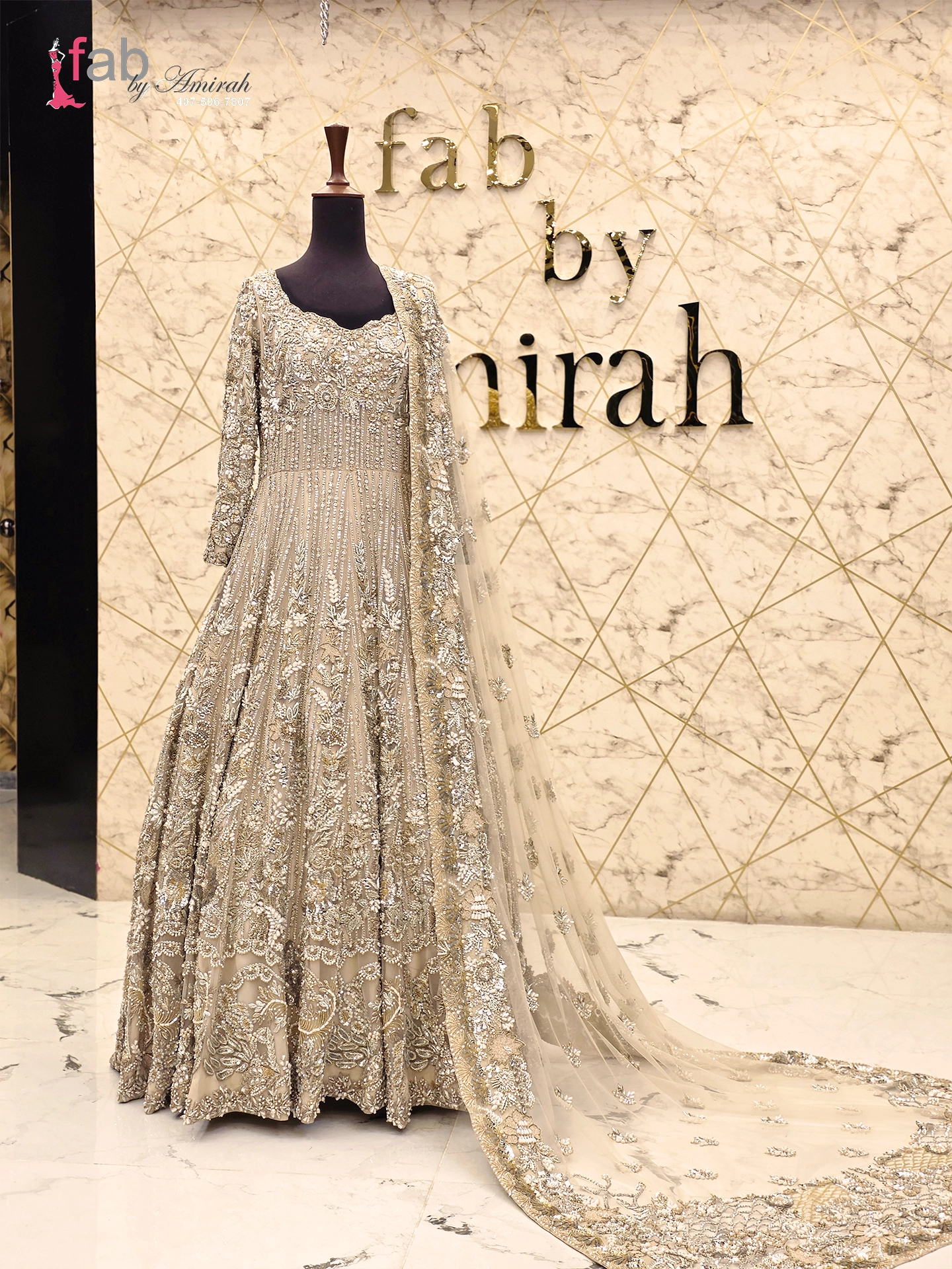Heavy Bridal Maxi Silver Gold Zardozi
