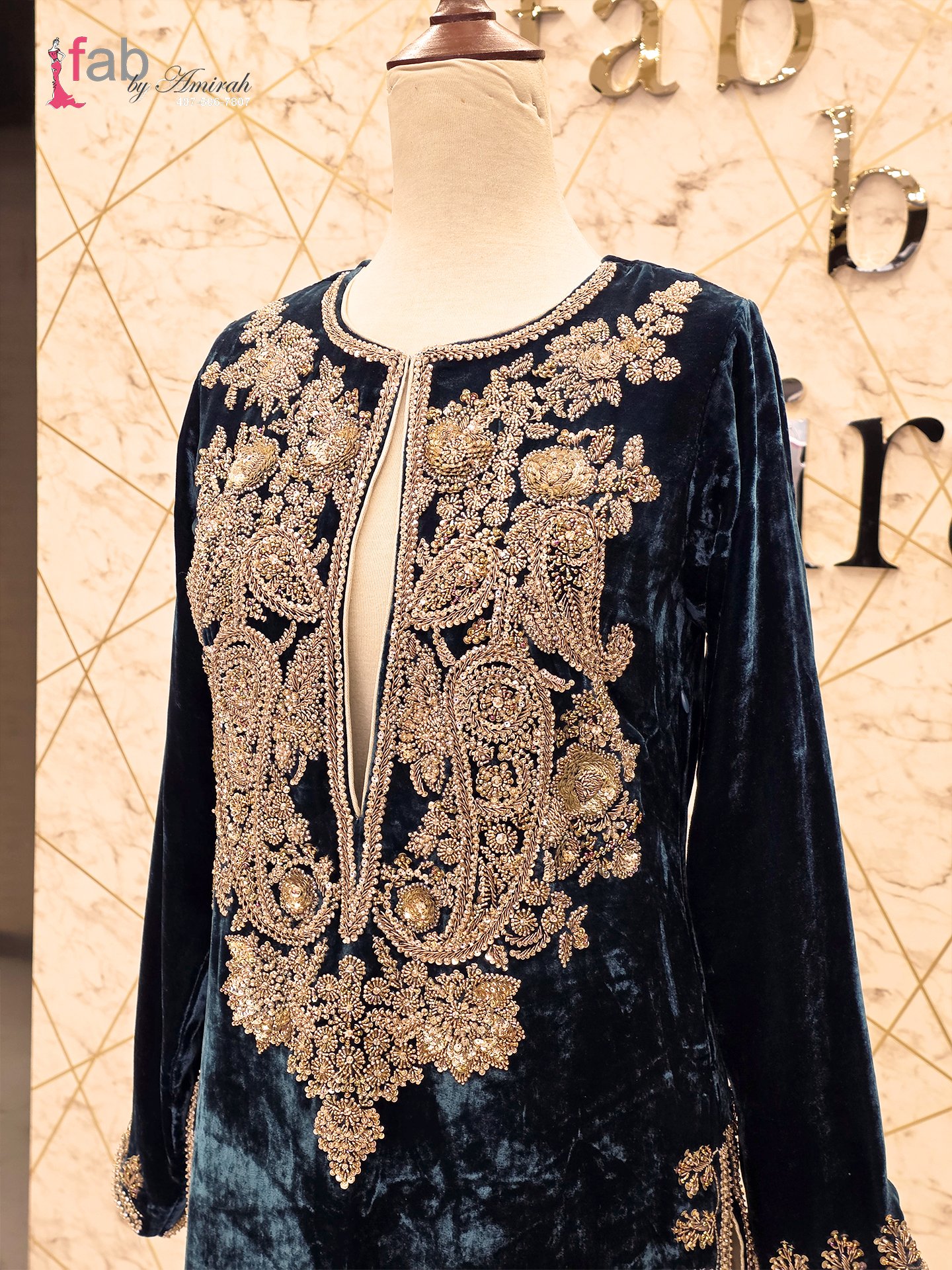 Handmade Embroidered Velvet Party Wear