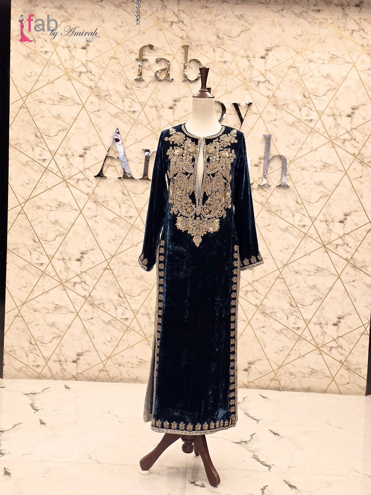 Handmade Embroidered Velvet Party Wear