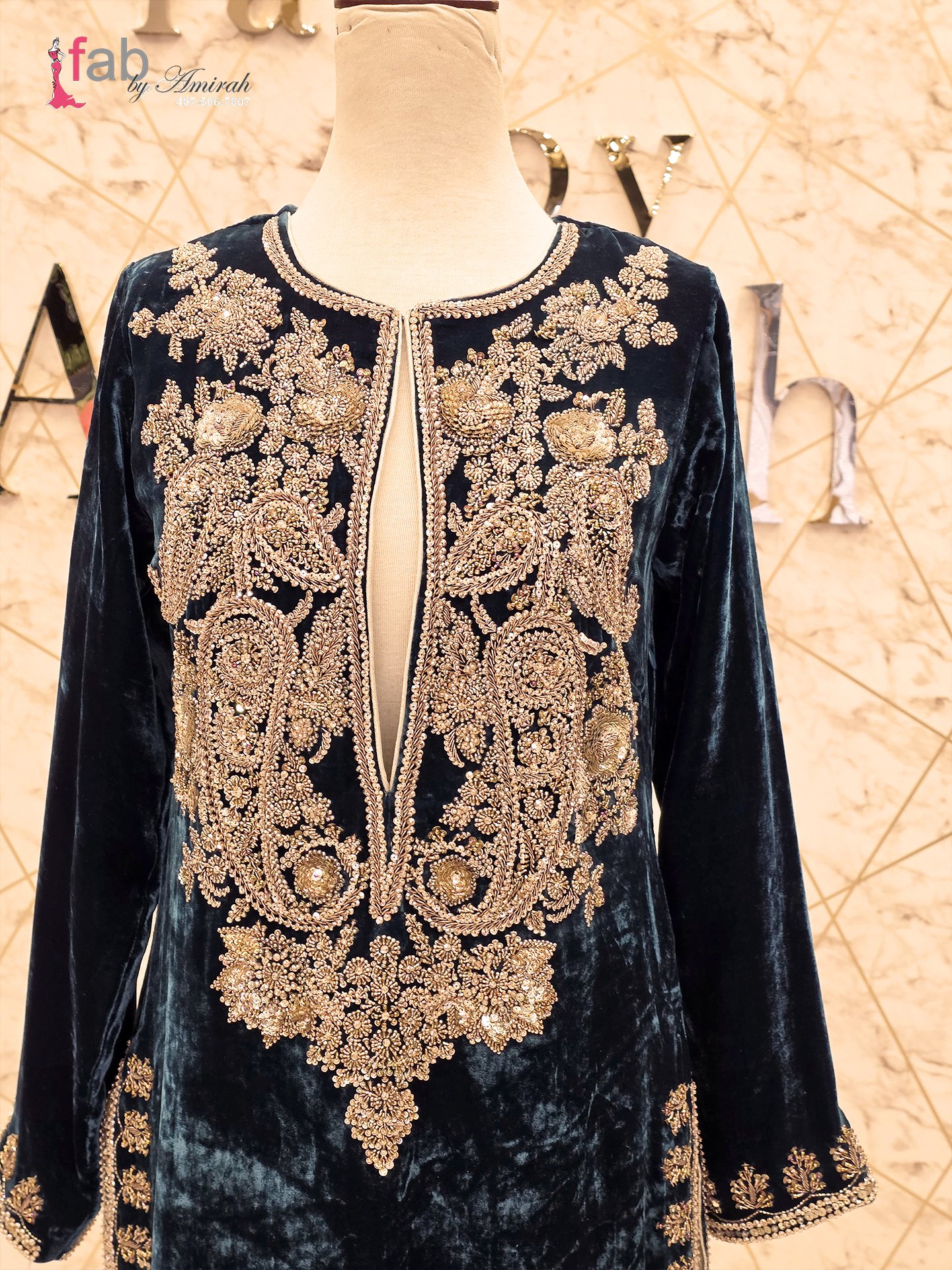 Handmade Embroidered Velvet Party Wear