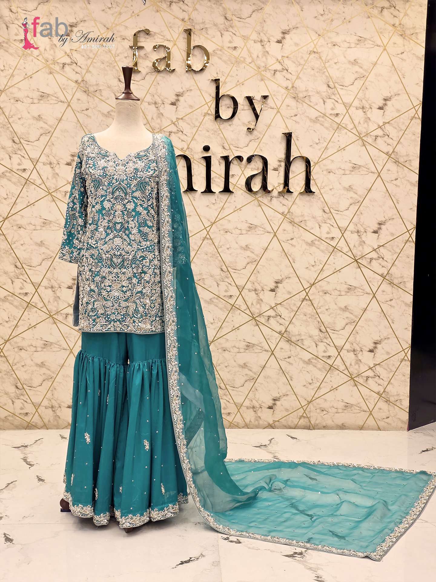 Party Wear Shirt and Gharara Dress