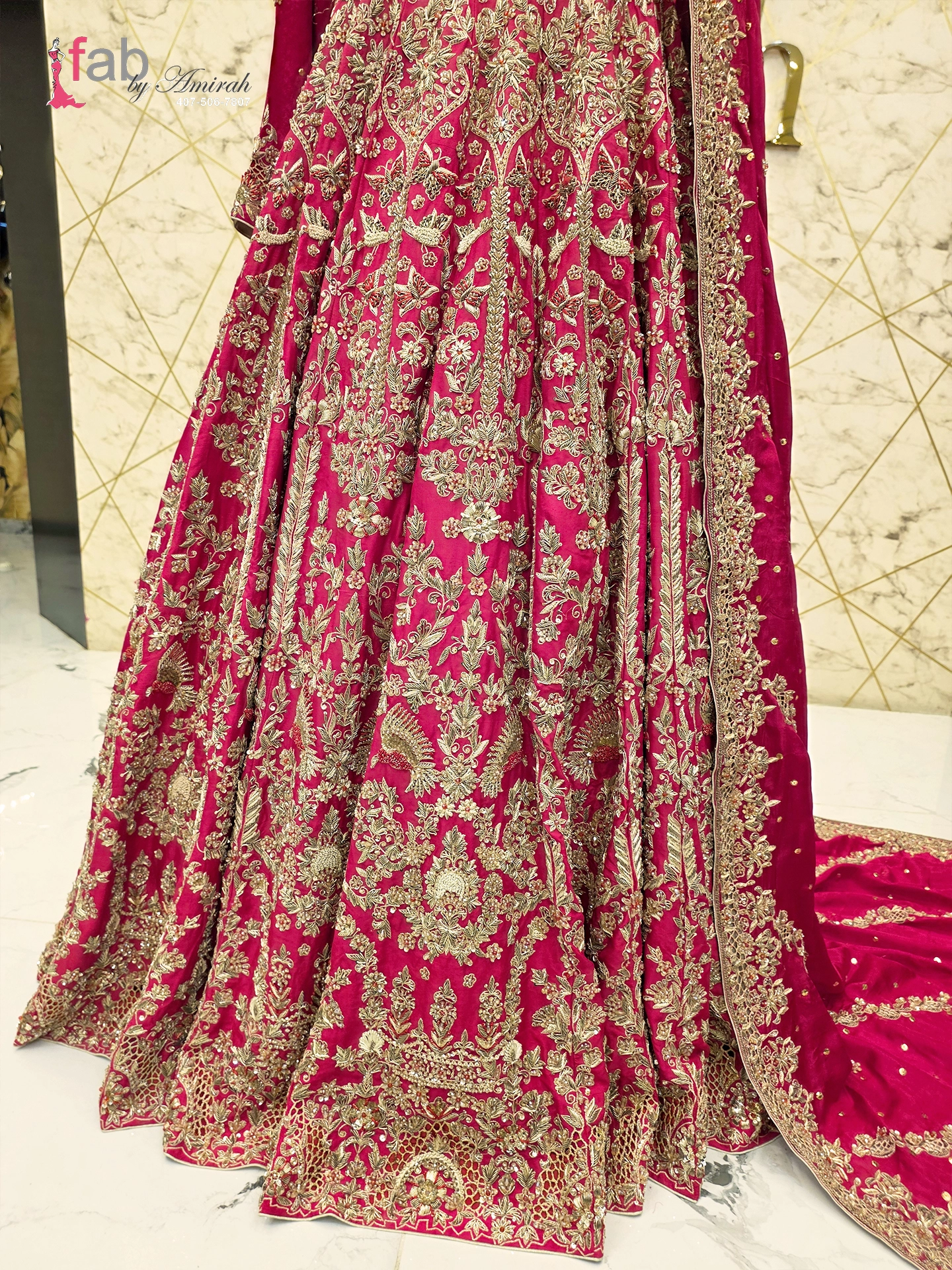 Red Embroidered Pakistani Lehenga Set