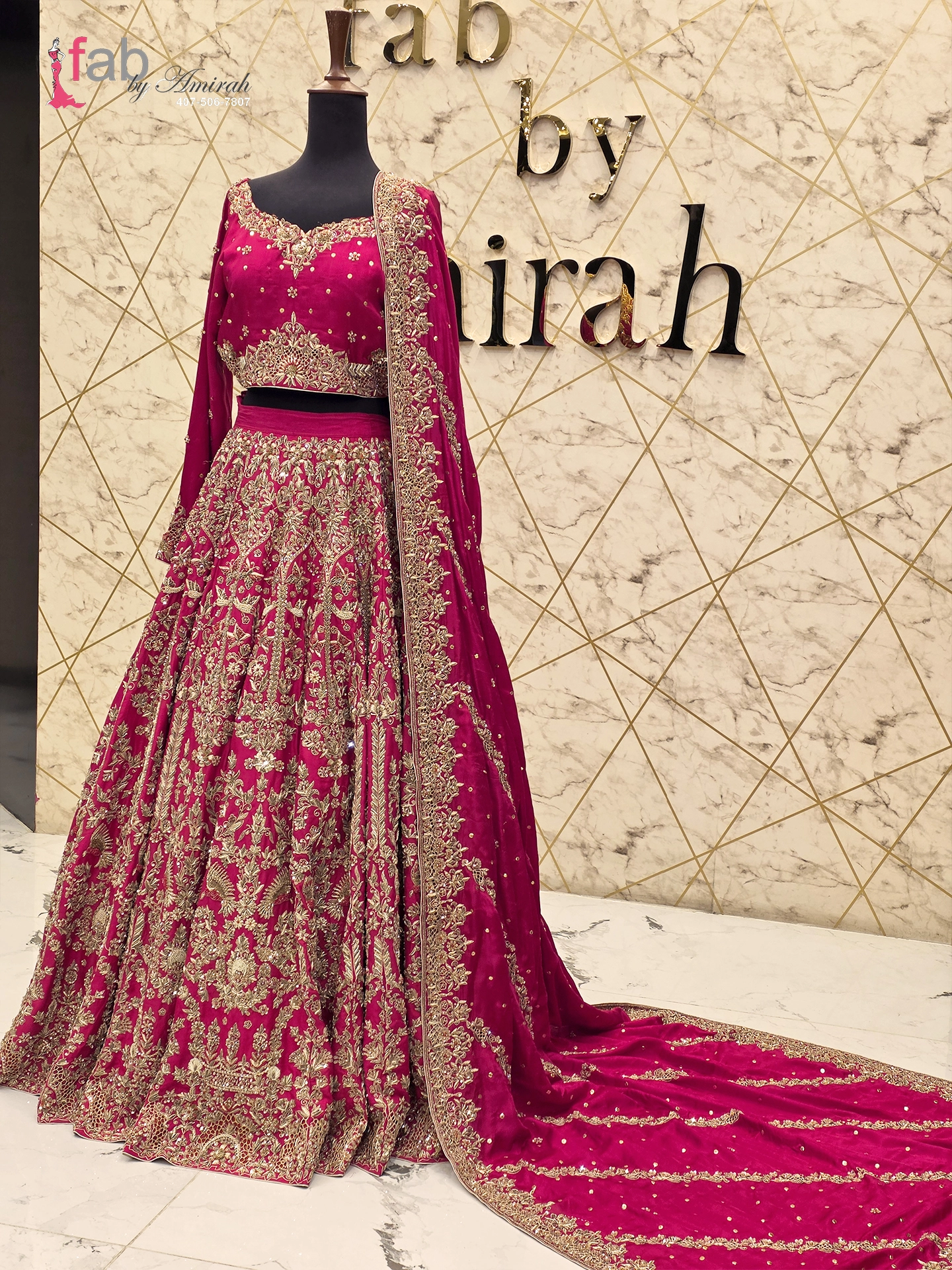 Red Embroidered Pakistani Lehenga Set