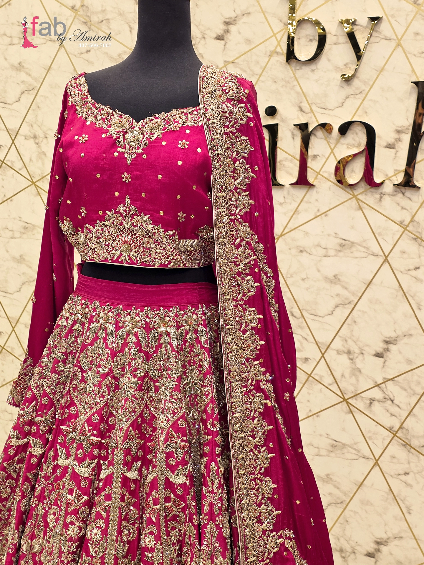 Red Embroidered Pakistani Lehenga Set