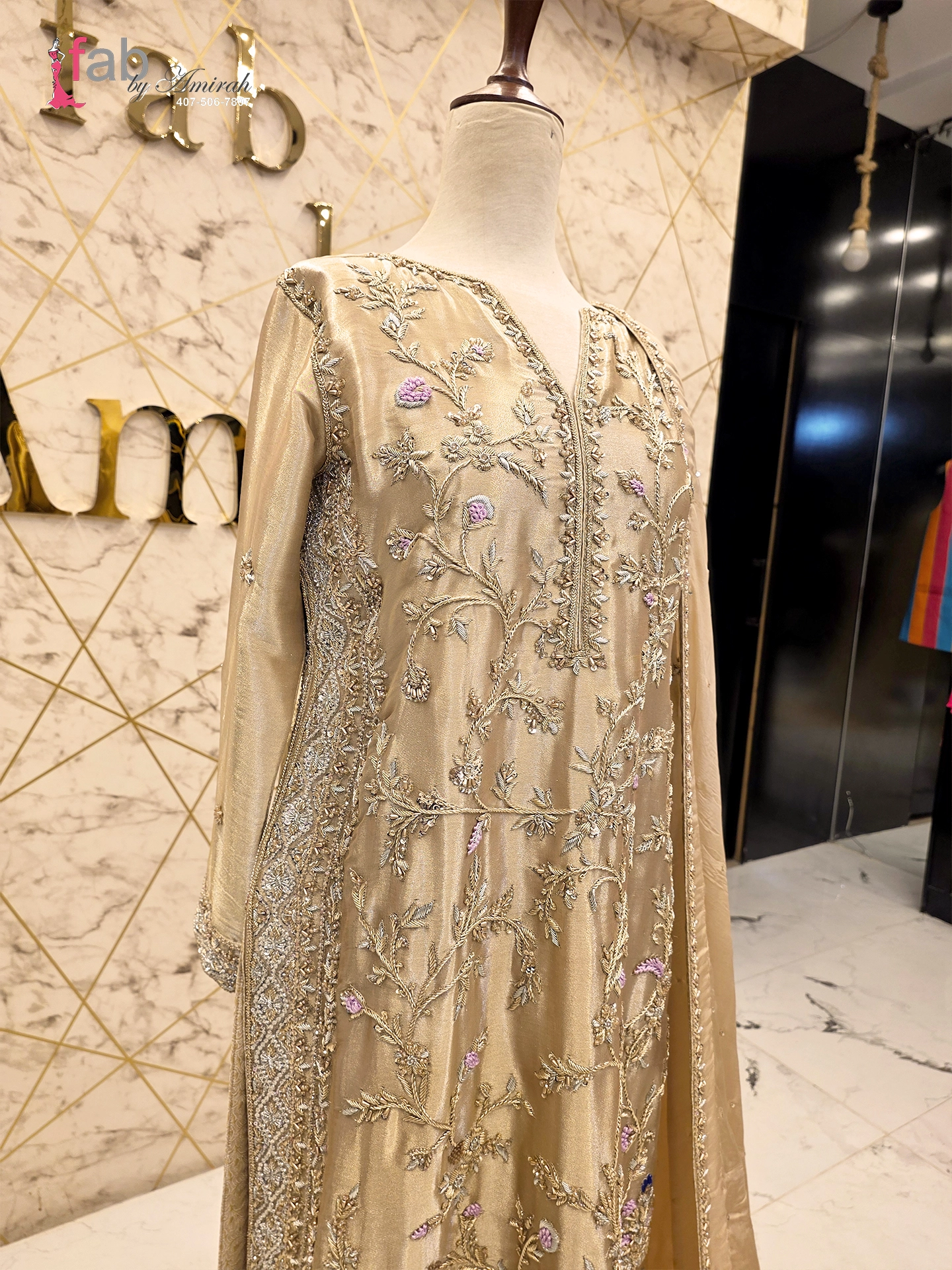 Elegant Wedding Party Dress in Gold Color