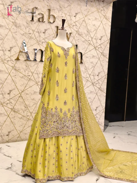 Embroidered Yellow Bridal Sharara