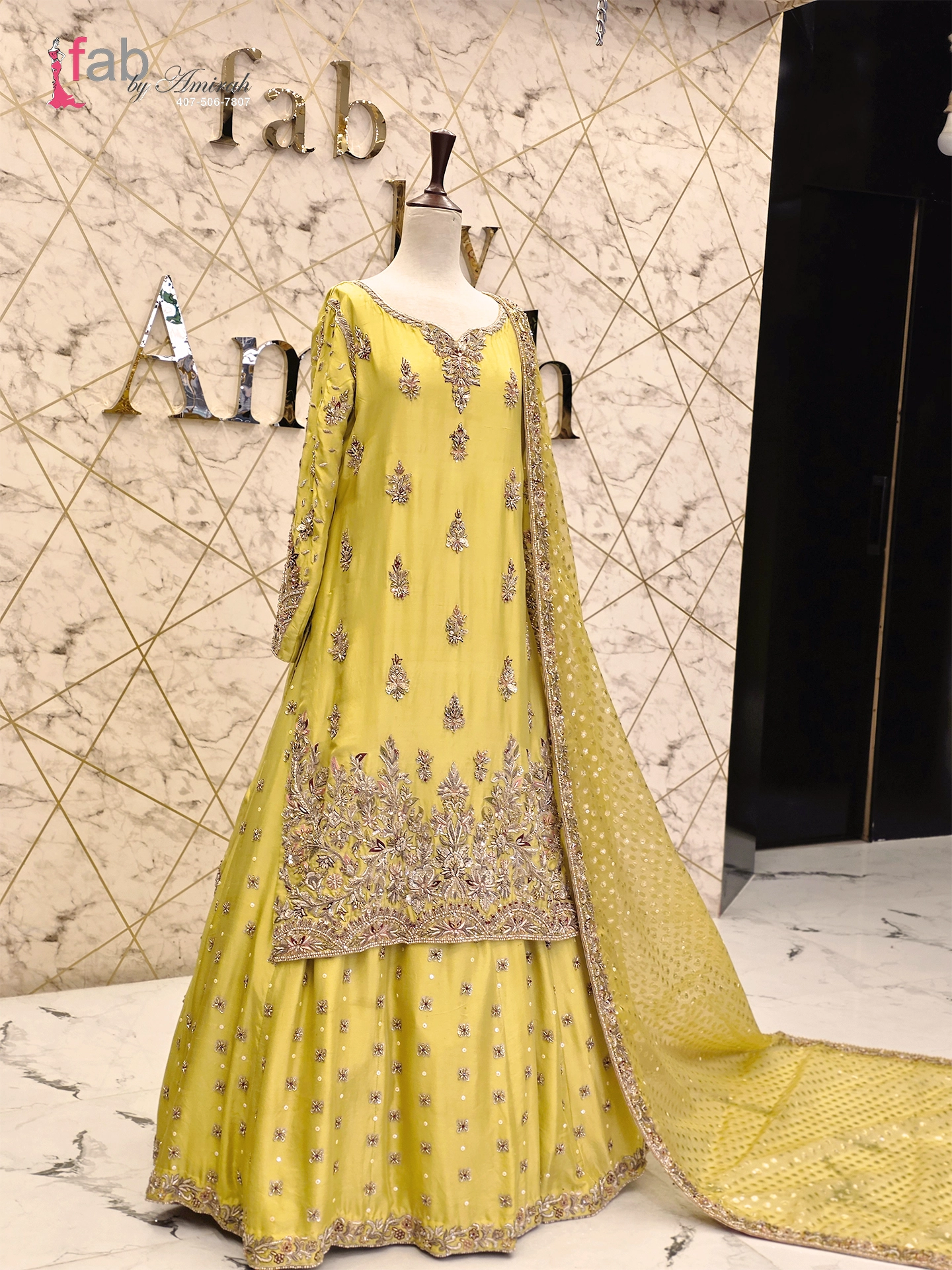 Embroidered Yellow Bridal Sharara – Mehndi & Wedding 1 Embroidered Yellow Bridal Sharara
