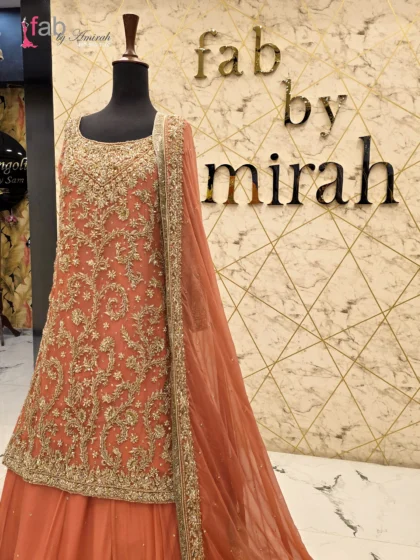 Luxury Rust Orange Long Kameez