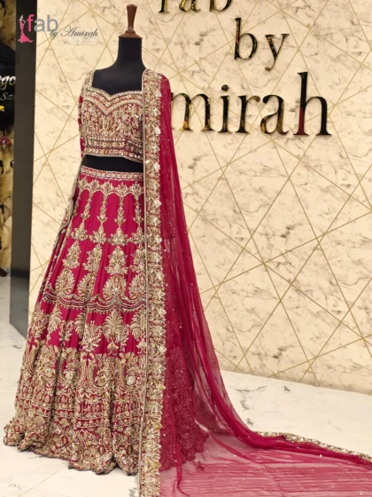Luxury Reddish Mehroon Bridal Lehenga